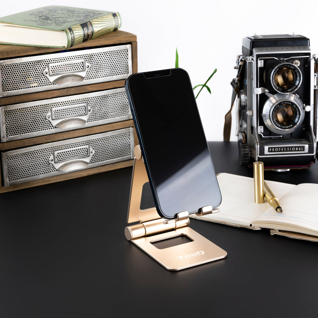 Soporte Ajustable de Sobremesa para Móvil y Tablet hasta 10” – Aluminio Antideslizant