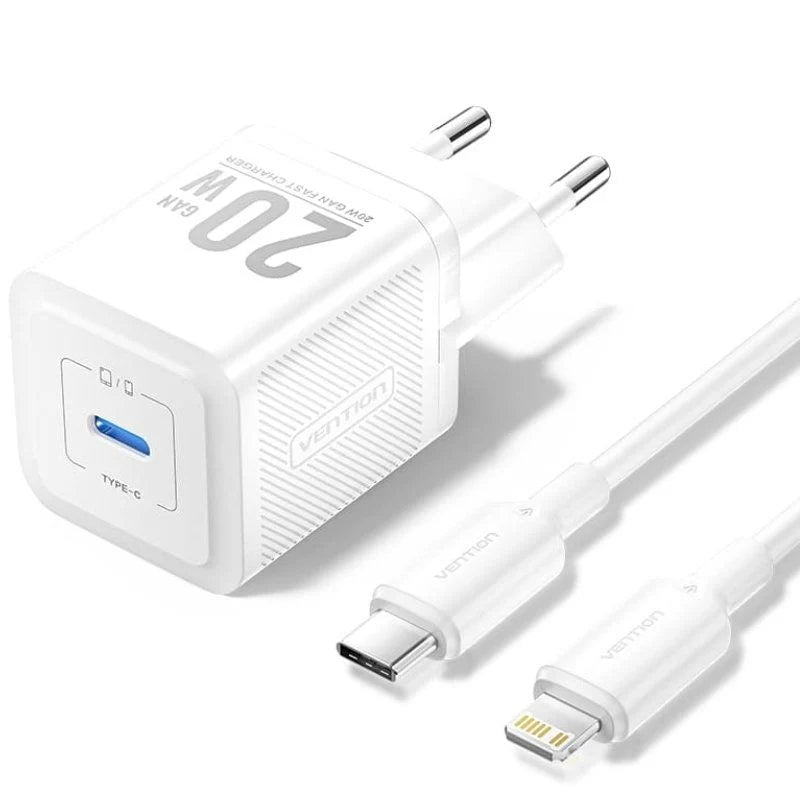 Cargador GaN 20W Vention Iphone 12/13/14 – Carga Rápida