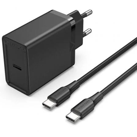 Cargador USB-C 25W Vention con 2 Cables USB-C (1,5 m) – Enchufe UE