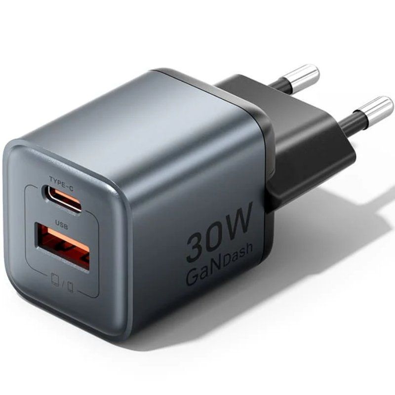 Cargador GaN 30W Vention USB-C + USB-A (30W/18W) – Enchufe UE